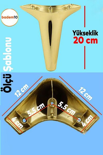 Badem10 Aspen Mobilier de lux Canapea Fotoliu Tv Unitate Consolă Upgrade Picior Picioare 20 Cm Aur Aur Plastic