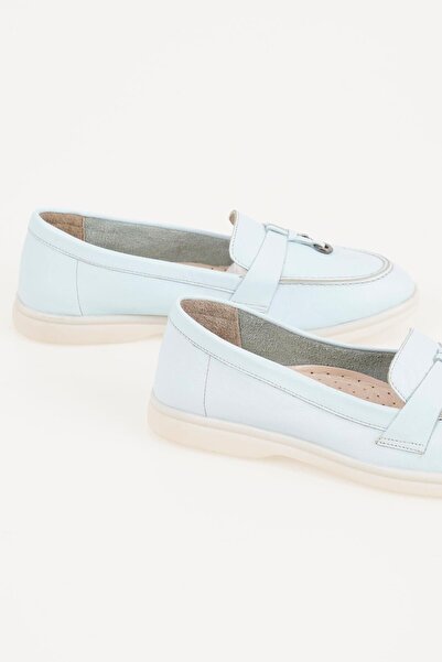 CZ London Genuine Leather Women's Loafer Accessory Detailed Casual Shoes