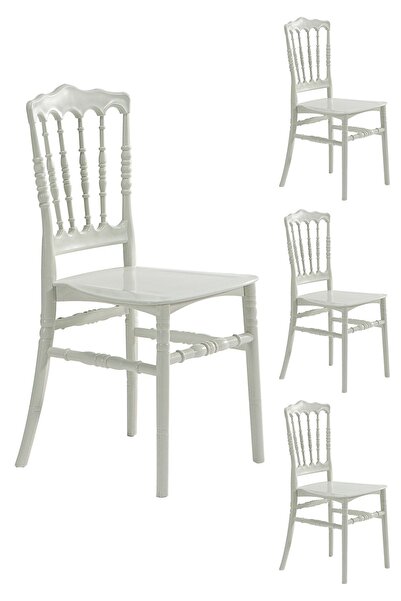 SANDALİE 4 Adet Miray Beyaz Sandalye / Balkon-bahçe-mutfak
