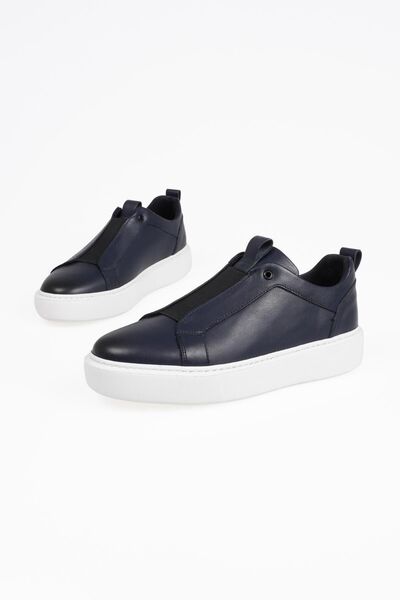 CZ London Genuine Leather Men's Rubber Tie Detailed Thick Sole Sneakers