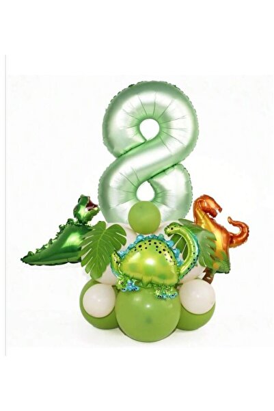 DÜVENCİ TİCARET Set drăguț de 3 baloane din folie cu cifre de dinozaur