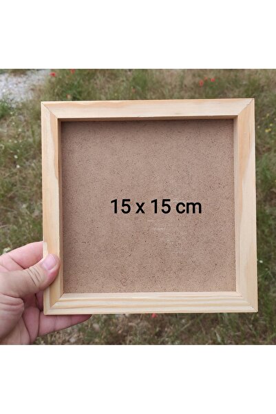 Oduncudünyası Ahşap Çerçeveli Pano 15x15cm Ham (Camsız - Arkalık sabit)