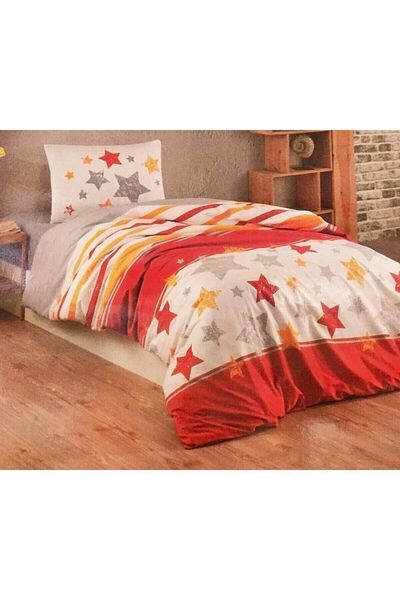 Kristal Ranforce Duvet Cover Set Fan Gs Single Passion Yellow - Red