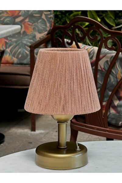 Maison Avf Açık Kahverengi Kadife Kablosuz Masa Lambası Eskitme Gold Ayaklı A...