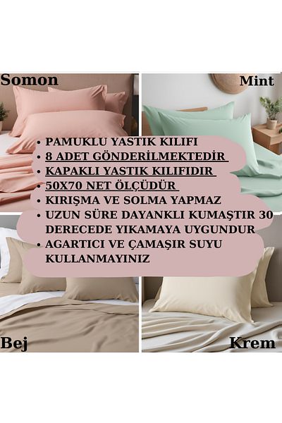 KAMİZ Huse de pernă din bumbac acoperite 8 bucăți - 50x70