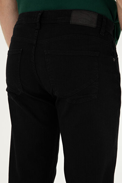 U.S. Polo Assn. U.S.POLO ASSN. ERKEK DOKUMA DENİM KUMAŞ RELAX FİT SİYAH PANTOLON