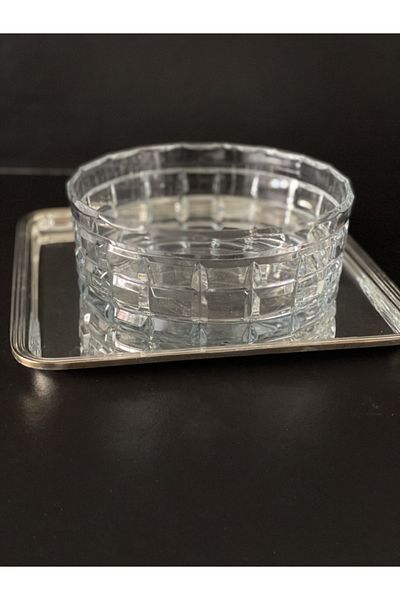 Paşabahçe Crystal Cut Glass Salad Bowl Square Decor 19 Cm