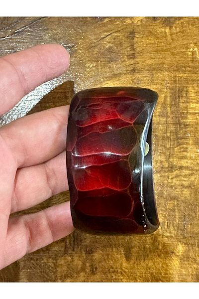 Gönülden Tasarım 7 cm Women's Hınt Bracelet - Red Snake Patterned Bone