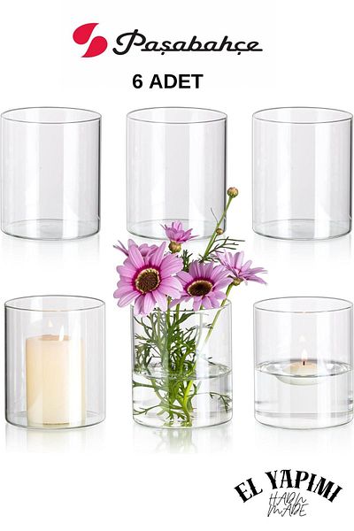 Paşabahçe 6 Pieces Medium Glass Vase - 20cm