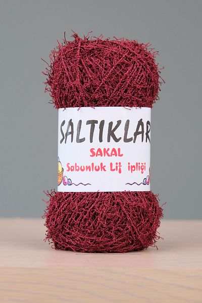 SALTIKLAR 100Gram/85M Burgundy-26 Beard Soap Dispenser Loofah Yarn - Pouch and Soap Dispenser Lanyard