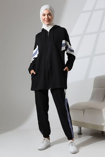 Mihran Butik Women's Comfortable Hijab Sports Set - Seasonal Combed Cotton Bottom and Top Set