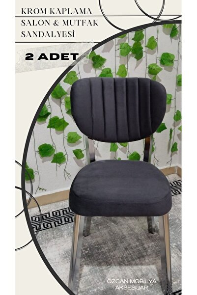 ÖZCAN METAL 2 Adet Krom Metal Ayak Elma Mutfak Salon Sandalyesi Kafe Restoran...