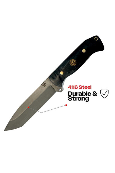 GÖKTÜRKMANGALLARI A30 4116 STEEL BLACK HANDLE TACTİCAL FİXED BLADE A30-4116S