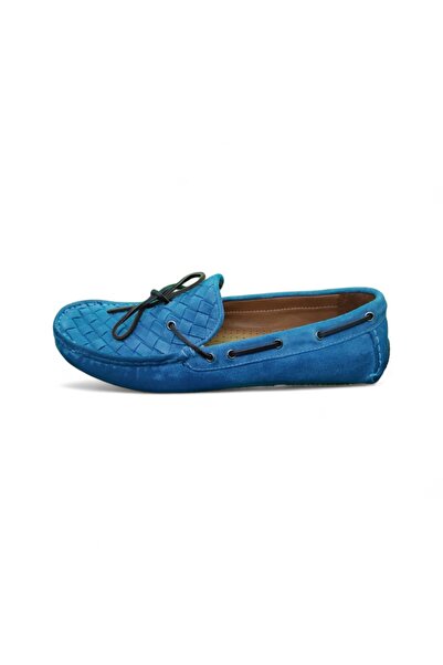 Baliz Men's Suede Loafer - Genuine Leather Turquoise Shoes