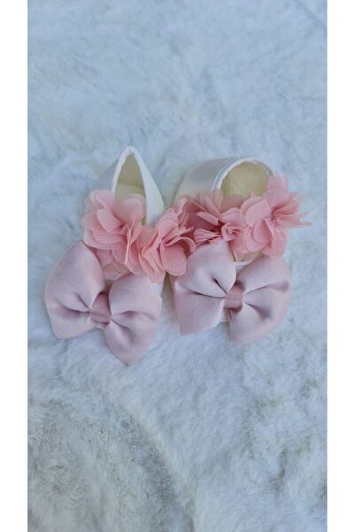 SAYUKER SHOP Yenidoğan Bebek  Ayakkabı ve Tokalı Pembe Mevlüt Elbise 3'lü Set