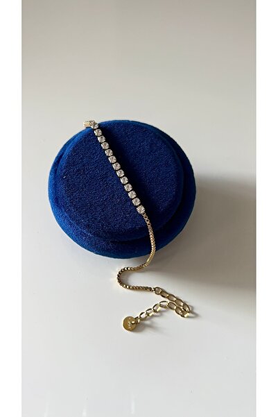 SU PERİSİ TAKI BİJUTERİ Çelik Gold Şeffaf Zirkon Taşlı Halhal