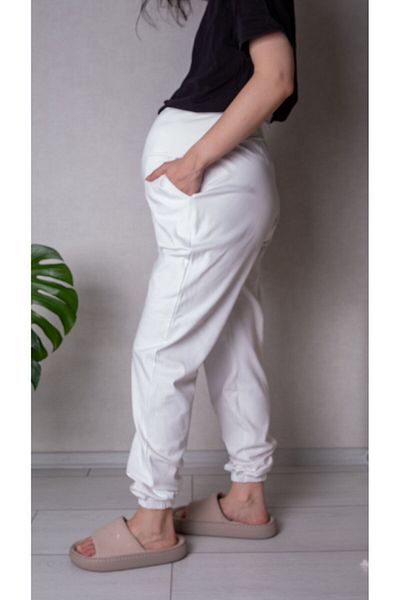 Modoo Tekstil White Maternity Sweatpants - Elastic Jogger Pants
