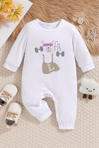 ADABEBEK Fit Litschi Printed Jumpsuit for Baby Girl - 100% Cotton 22414
