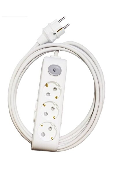 Genel Markalar 3'lü Anahtarlı Grup Priz Topraklı Çocuk Korumalı 9 Metre (düz ...