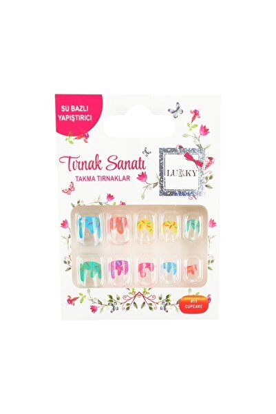 Cupcake Baskılı Yapışkanlı Takma Tırnak Seti