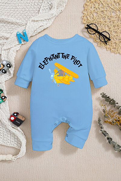 ADABEBEK Baby Boy Jumpsuit - Pilot Elephant Printed, Style 22302