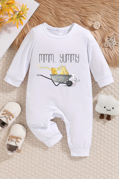 ADABEBEK Mmm Yummy Baby Jumpsuit - 100% Cotton, Model 22395