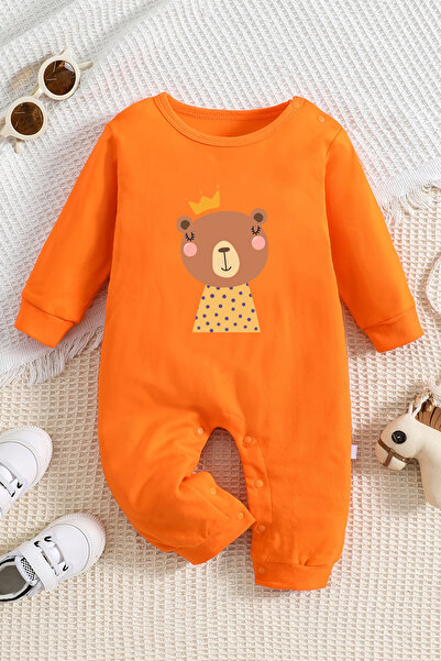 ADABEBEK New Season Little Bear Printed Baby Jumpsuit with Snap Fasteners - 2...