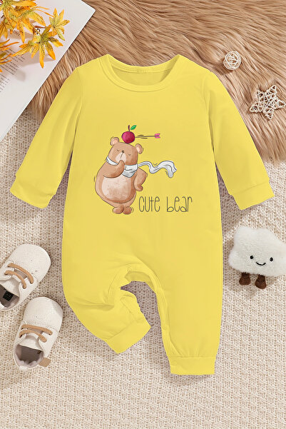 ADABEBEK Cute Bear Patterned 100% Cotton Baby Jumpsuit - 22392
