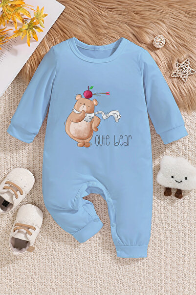 ADABEBEK Cute Bear Patterned 100% Cotton Baby Jumpsuit - 22392