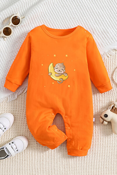 ADABEBEK Baby Monkey Patterned 100% Cotton Baby Onesie - 22384