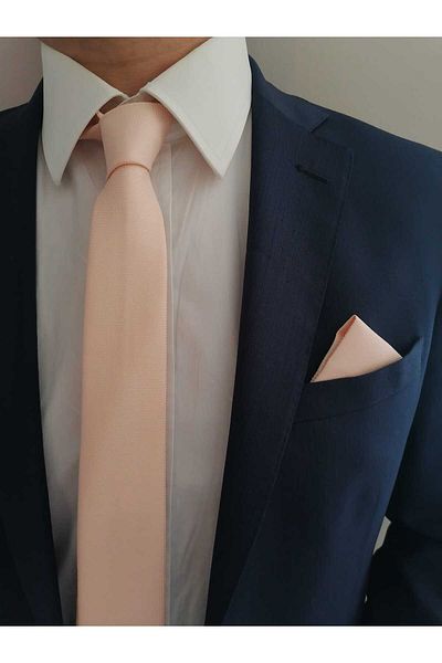 Kravatistan 5.5 Cm Open Salmon Tie Handkerchief Set - K003