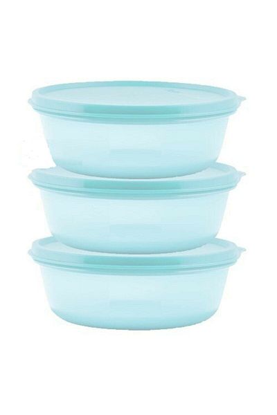 Tupperware Refrigerator Storage Container 600 Ml Set of 3 Light Blue (three Sugar Solid)