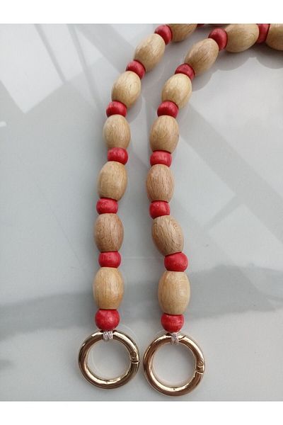 hobi duragı Wooden Beaded Cylinder Bag - Handle