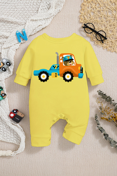 ADABEBEK Baby Boy Rompers - Cute and Truck Printed, Style 22313