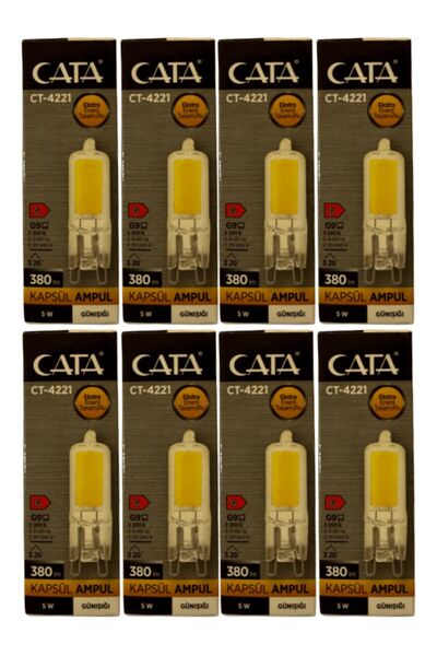 Cata CT-4221 5W 3200K (Günışığı) G9 Duylu Kapsül Ampul (8 Adet)