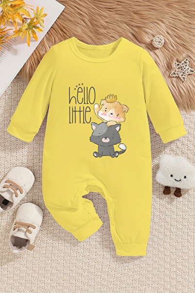 ADABEBEK Hello Little Cats Patterned Baby Jumpsuit - 22363