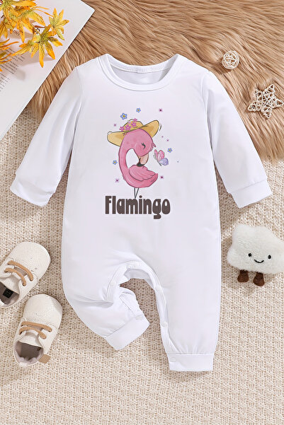 ADABEBEK Flamingo Printed Baby Girl Jumpsuit - 100% Cotton 22412