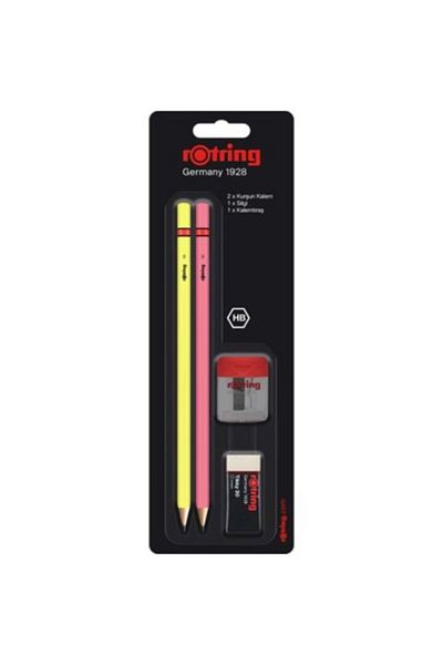 Rotring Krıspy Rotring 2 Neon Pencil + Eraser + Sharpener Set