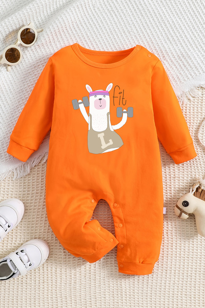 ADABEBEK بذلة مناسبة للفتيات الصغيرات بطبعة ليتشي - 100% قطن 22414