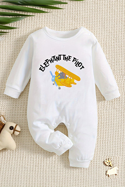 ADABEBEK Baby Boy Jumpsuit - Pilot Elephant Printed, Style 22302