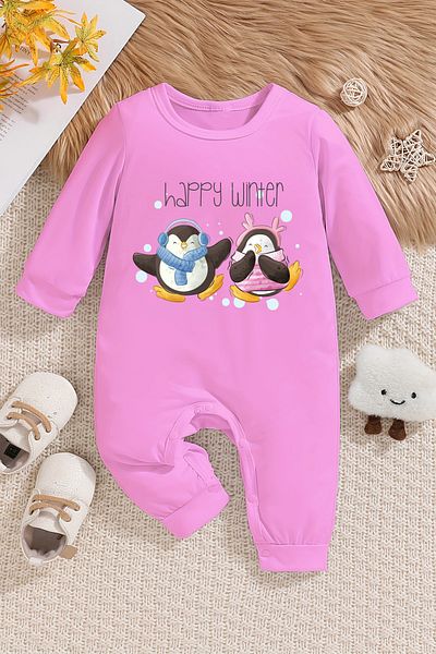ADABEBEK رومبير أطفال قطن 100% مطبوع عليه Happy Winter - 22404