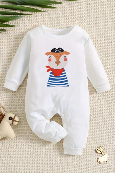 ADABEBEK New Season Pirate Printed Baby Jumpsuit with Snap Fasteners - 22228