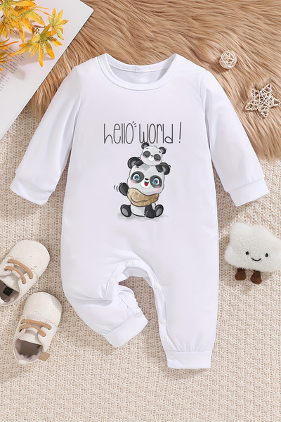 ADABEBEK Pandanalar World Patterned Baby Jumpsuit - 22367