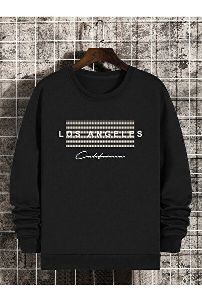 coolart Hanorac gros de iarnă, negru, imprimat Los Angeles - Guler în formă de U