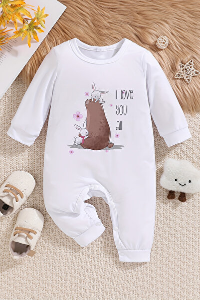 ADABEBEK 100% Cotton "i Love You All" Jumpsuit for Baby Girl - 22406