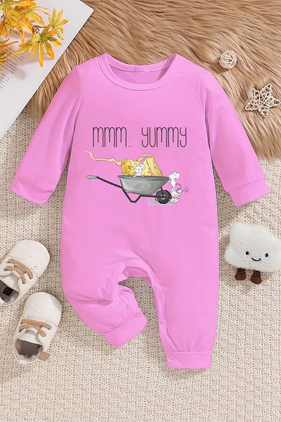 ADABEBEK Mmm Yummy Baby Jumpsuit - 100% Cotton, Model 22395