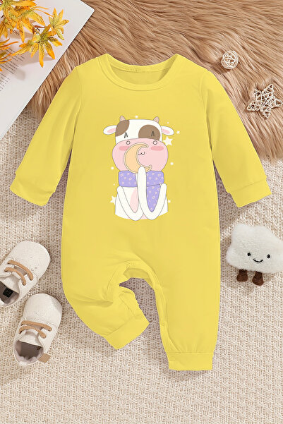 ADABEBEK ثوب فضفاض للأطفال مصنوع من القطن بنسبة 100% مطبوع عليه بقرة لطيفة - ...