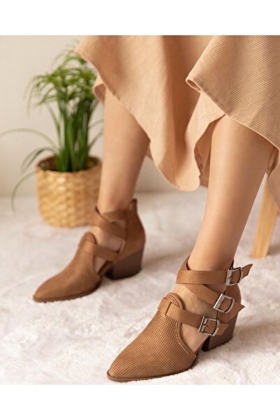 Businesshoess SOFİA CAMEL SÜET KADIN GÜNLÜK YAZLIK BOT