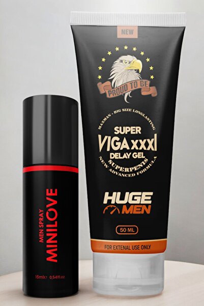 HUGE MEN Muhteşem İkili Set Penis Büyütücülü ve Geciktiricili Krem, Sprey