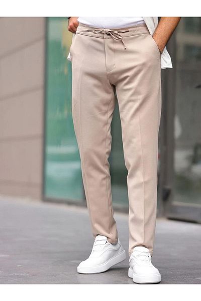 DENİZLİFE Soft Textured Jogger - Straight Leg Trousers with Elastic Waist